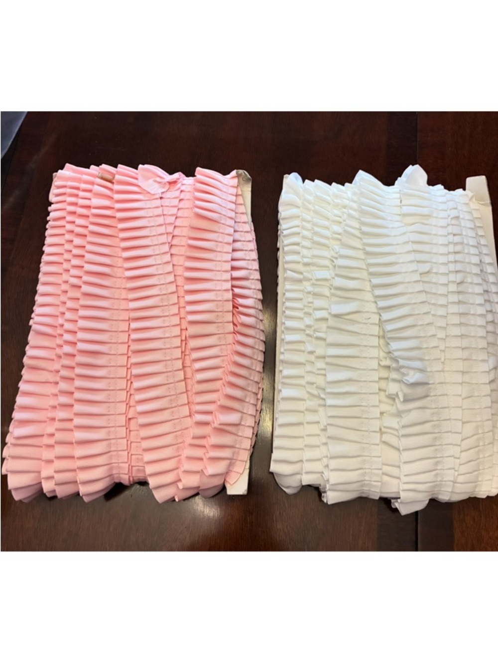Pink and White Grosgrain Ribbon Ruffled Trim Fabric Edging
